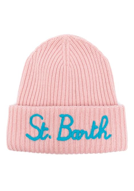 Berretto in maglia a coste di lana rosa con logo MC2 ricamato celeste MC2 | LINDSEY-SB20 EMB